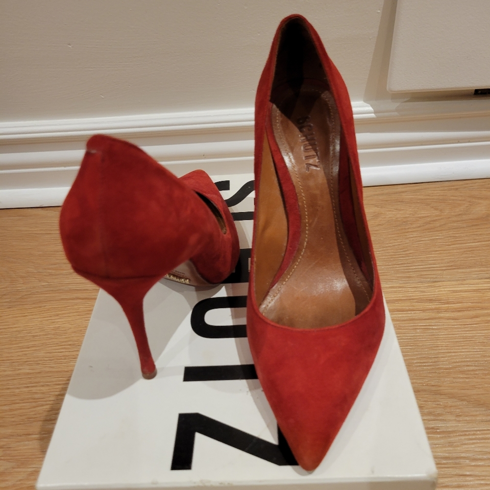 Schutz Red Suede Stilettos